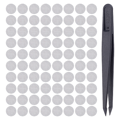 80 шт. нейлоновая пылезащитная сетка, плоско-круглые, с 1 пинцетом из поликарбонатного пластика с антистатическим покрытием