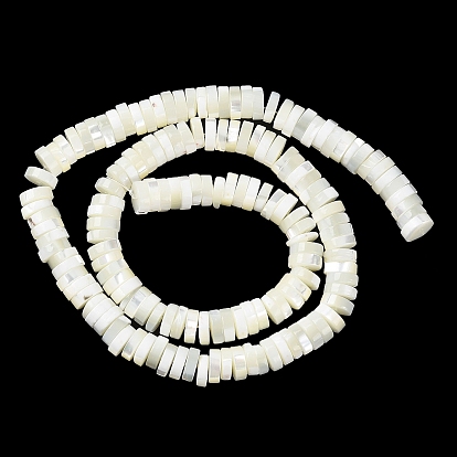 Natural Trochus Shell Beads Strands, Flat Round/Disc, Heishi Beads