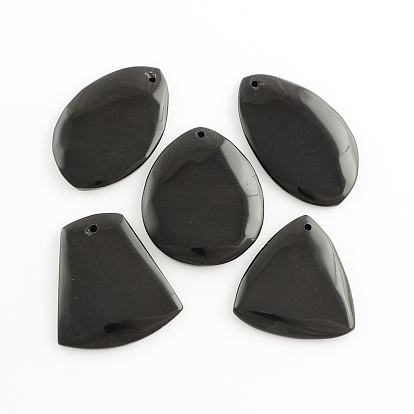 Colgantes naturales de obsidiana, teñido, 43~58x35~42x5~7 mm, agujero: 2.5 mm