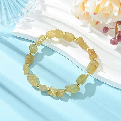 Armbänder aus rohen, ungeschliffenen, natürlichen gelben Apatitperlen für Damen, Nuggets