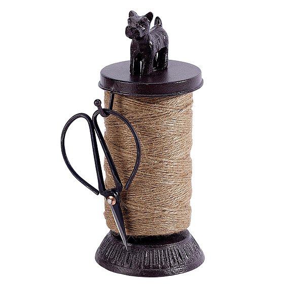 Porte-ficelles vintage en fonte en forme de chien, décorations de présentation, avec de la corde de jute et des ciseaux, pour la décoration intérieure