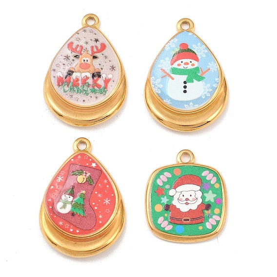 Печатные 304 подвески из нержавеющей стали, рождественские прелести