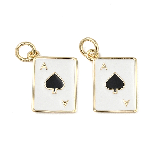 Подставка для игральных карт покрытие латунные эмалевые подвески, с целью перехода в кольце, без кадмия и без свинца, долговечный, туз червей и бубны и трефовый шарм