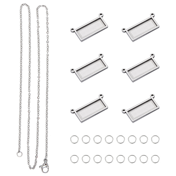 304 Stainless Steel Cable Chain Necklace Making, with Jump Rings, Pendant Cabochon Settings