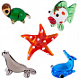 5pcs 5 styles Décorations d'intérieur sur le thème des animaux marins, main décorations d'affichage au chalumeau, formes mixtes
