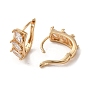 Brass Micro Pave Cubic Zirconia Hoop Earrings, Horse Eye