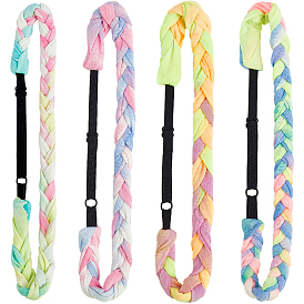 4 шт. 4 цветные полиэстеровые повязки на голову из спандекса, регулируемые широкие аксессуары для волос для женщин