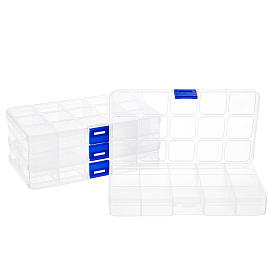 SUPERFINDINGS Plastic Bead Storage Container, 15 Compartment Organizer Boxes, Rectangle