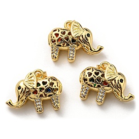 Brass with Cubic Zirconia Pendants, Long-Lasting Plated, Lead Free & Cadmium Free, Elephant