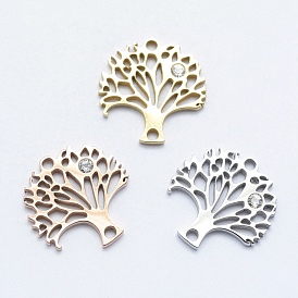 316 Surgical Stainless Steel Micro Pave Cubic Zirconia Links/Connectors, Tree, Clear