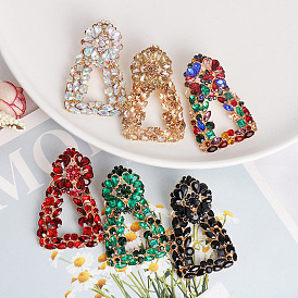 Geometric Statement Earrings with Colorful Alloy and Rhinestone Embellishments