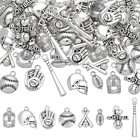 96 шт. 8 стили подвески из цинкового сплава в тибетском стиле с бейсбольной тематикой, разнообразные