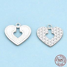 925 Sterling Silver Charms, Heart