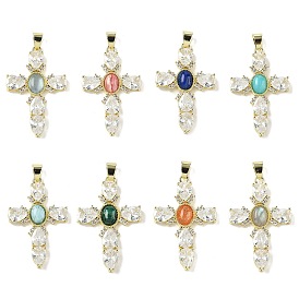 Драгоценный камень подвески, подвески-кресты из латуни с прозрачным кубическим цирконием, реальный 18 k позолоченный, долговечный, стойки покрытие