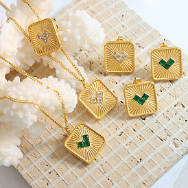 Retro temperament women's brand heart-shaped inlaid zircon earrings necklace jewelry set decorations