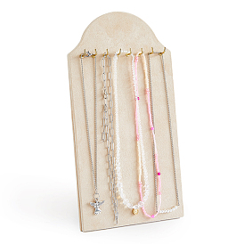 Настольный органайзер для ожерелий из МДФ, покрытый вельветовой тканью, с железными крючками, прямоугольные, золотые