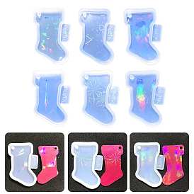 DIY Holographic Christmas Stocking Pendant Silicone Molds, Resin Casting Molds, for UV Resin, Epoxy Resin Jewelry Making