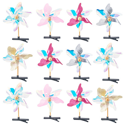 Пластиковые заколки-крокодилы с лазерной гравировкой для девочек, ветряная мельница