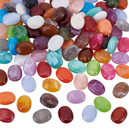 100шт акриловые бусины, Стиль имитация драгоценных камней, овальные