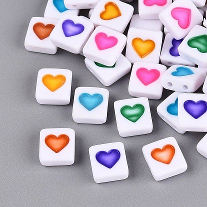 Cuentas de esmalte acrílico opaco, 2 cuentas con agujeros, cuadrar con el modelo del corazón