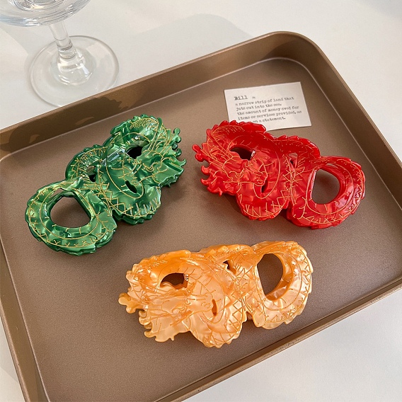 Заколки для волос в форме когтей из ацетата целлюлозы, дракон