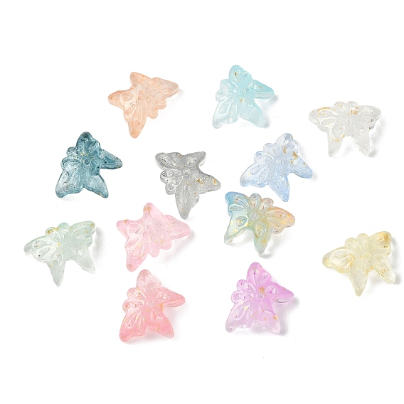 Стеклянные бусины, бабочка, с золотой порошок