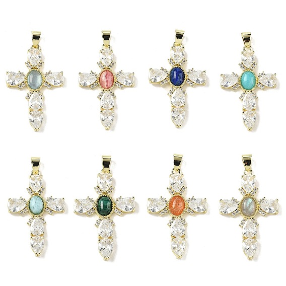 Драгоценный камень подвески, подвески-кресты из латуни с прозрачным кубическим цирконием, реальный 18 k позолоченный, долговечный, стойки покрытие