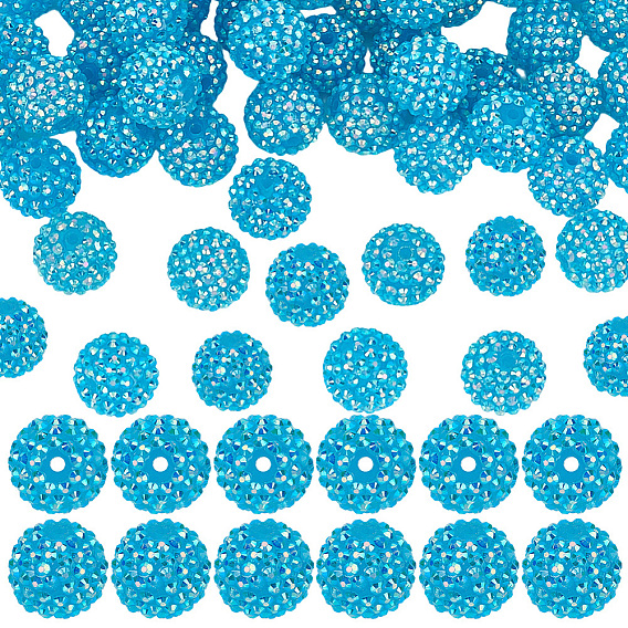 50Pcs Resin Rhinestone Beads, with Acrylic Round Beads Inside, for Bubblegum Jewelry