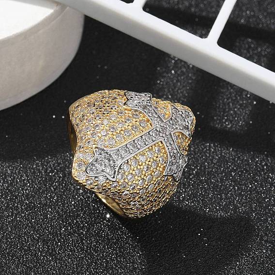 Кольца-манжеты с микропаве из латуни и прозрачными кубическими цирконами для женщин, без кадмия и без свинца, крестик