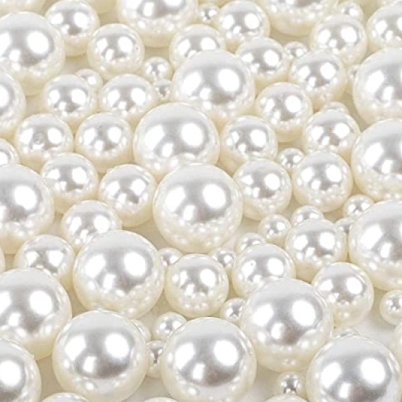 ABS Plastic Imitation Pearl Round Beads, Dyed, No Hole/Undrilled