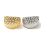 Brass Micro Pave Cubic Zirconia Open Cuff Rings, Wide Band Rings