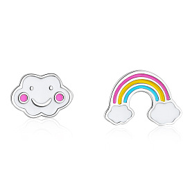 Cute Rainbow Cloud Creative Earrings - Minimalist, Lovely, Creative, Ear Studs.