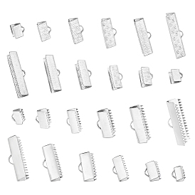 120pcs 12 style 304 extrémités de sertissage de ruban en acier inoxydable, rectangle
