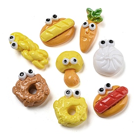 Donut Bread Carrot Opaque Resin Decoden Cabochons, Funny Eye Food, Mixed Shapes