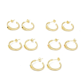 Enamel Triangle Stud Earrings, Real 18K Gold Plated Brass Half Hoop Earrings for Women