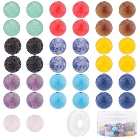SUNNYCLUE DIY Jewelry Making Kits, with Natural Mixed Round Beads, Dyed & Undyed, Elastic Thread