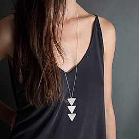 Bold Triangle Pendant Collarbone Necklace for Women - Creative Statement Jewelry