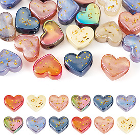 20шт непрозрачные акриловые европейские бусины, золотой фольгой, бусины с большим отверстием, сердце