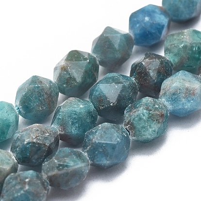 Natural Apatite Beads Strands, Faceted, Round, Star Cut Round Beads