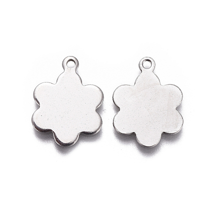 201 Stainless Steel Stamping Blank Tag Charms, Flower