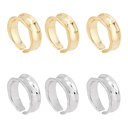 6 шт 2 цвета латунь волна открытое манжетное кольцо для женщин