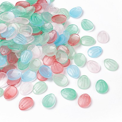 Transparent Spray Painted Glass Pendants, Petal