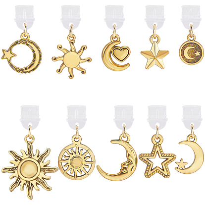 10шт 10 стили пластиковые мобильные пылезащитные заглушки, луна и звезда и солнце, Сплав с подвесками