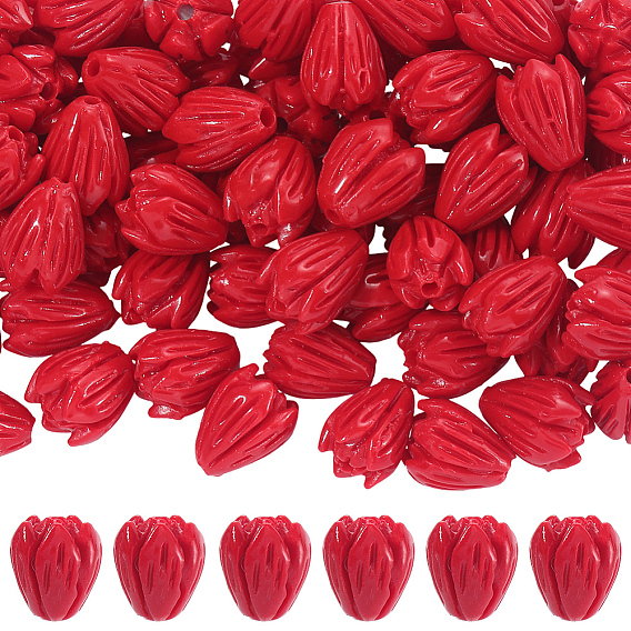 100шт. резные бусины из окрашенного синтетического коралла, для изготовления ювелирных изделий DIY, Жасмин