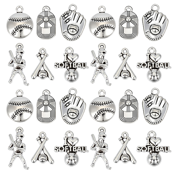 120 шт 6 стили подвески из сплава в тибетском стиле, спортивные темы подвески