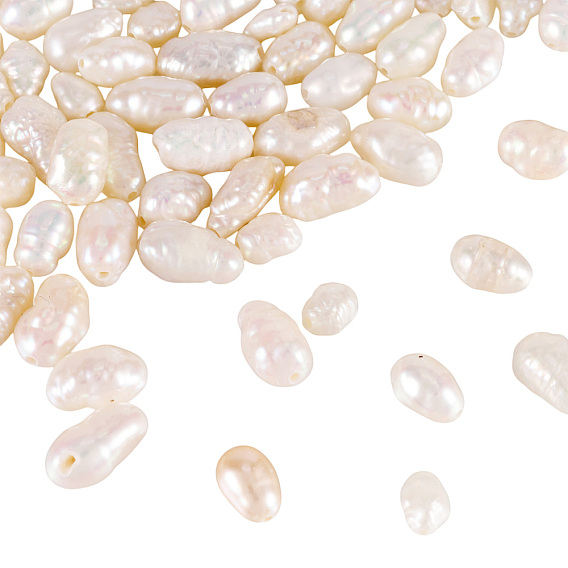 60шт. 3 стили нити натуральных культивированных пресноводных жемчужных бусин, барочный жемчуг кеши жемчужные бусы, двух сторон полированной