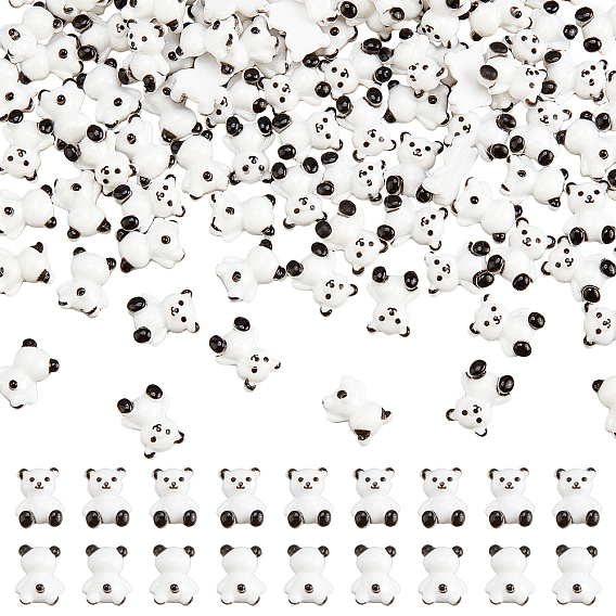 100 Stk. 2 Opake Harz-Cabochons im Stil, Nagelkunstdekoration, Panda