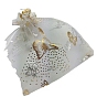 Gold Stamping Butterfly Organza Jewellery Storage Pouches, Wedding Favour Party Mesh Drawstring Gift Bags, Rectangle