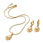 Teardrop 304 Stainless Steel Jewelry Set, Plastic Pearl Dangle Hoop Earrings and Pendant Necklace