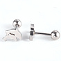 201 Stainless Steel Barbell Cartilage Earrings, Screw Back Earrings, with 304 Stainless Steel Pins, Dolphin